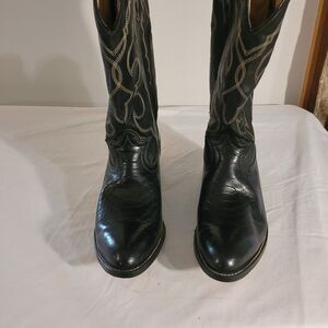 Laredo Western Cowboy Boots Mens Size 10 D Black Lizard Leather USA